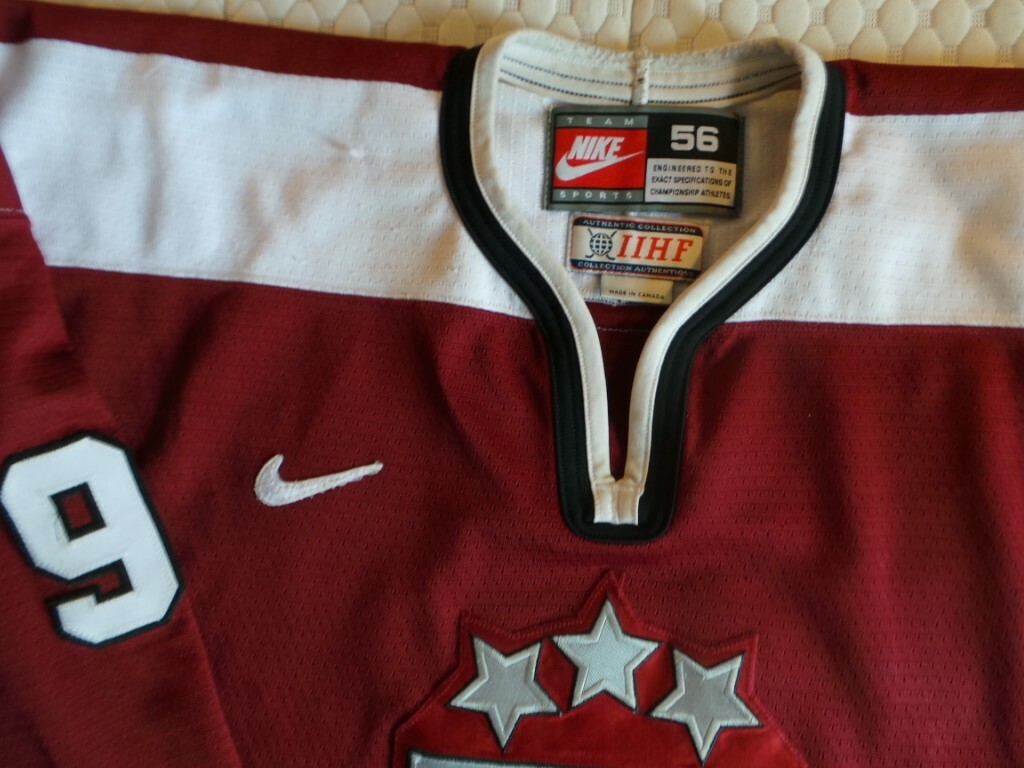 Nike Latvia Latvian Authentic Hockey Jersey Girts Ankipans GAME WORN