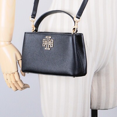 Tory Burch Britten Black Pebbled Leather Micro Satchel
