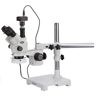 3.5X-45X Simul-Focal Stereo Lockable Zoom Microscope + Fluorescent Ring Light +