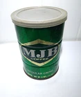 Vintage MJB Coffee Regular Grind Green  4.5" Tin San Francisco CA Empty 6" Tall