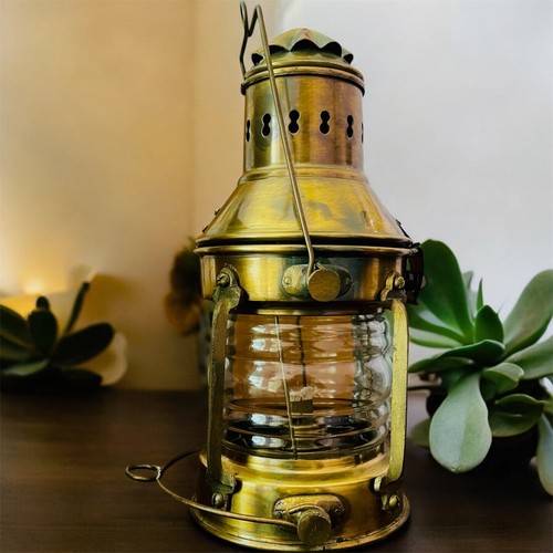Solid Brass Antique Nautical Miner Ship Vintage Oil Lamp Maritime Lantern Style - Picture 6 of 8