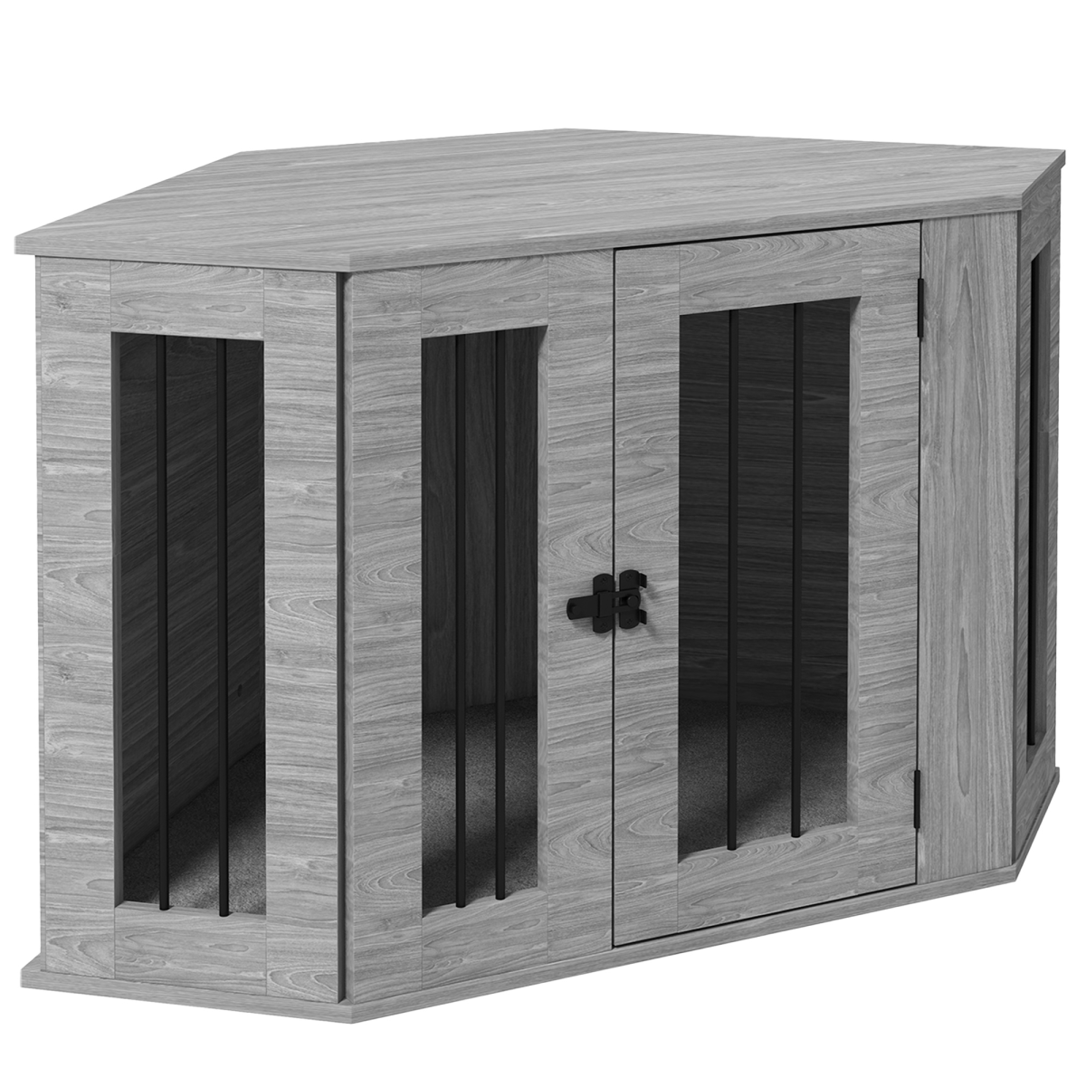 Dog Crate Furniture for Medium Dogs with Cushion Large Door - Grey - Image 3