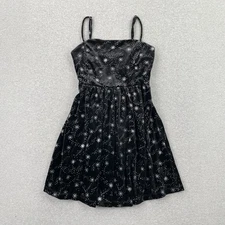 Elodie Dress Size S Black Silver Velvet Metallic Glitter Celestial Whimsigoth