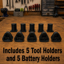 Fits Milwaukee M12 Tool and Battery Wall Mount Holder Black 5 of Each Organizer