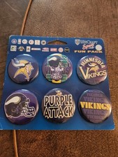 Minnesota Vikings Pins - Lot - 6 Vintage Buttons Pins Wincraft Fun Pack  HBD1