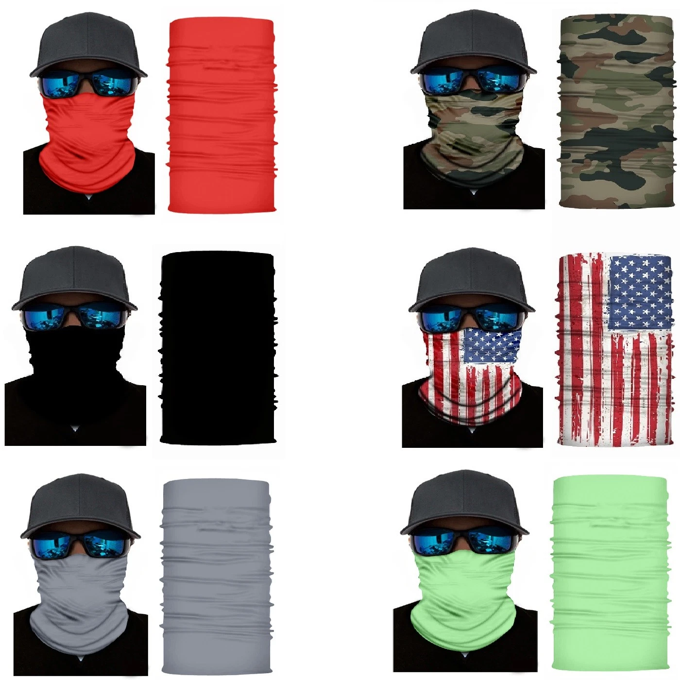 Pack of 8 Qraftsy Motorcycle Face Covering Neck Gaiter with Dust Wind