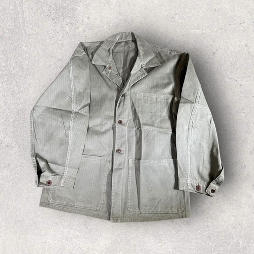 Vintage WWII USMC P-41 HBT Stenciled Utility Jacket Coat LARGE Herringbone 40s