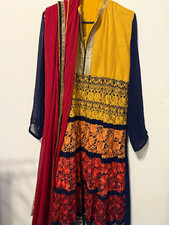 Women s Salwar Kameez 3pc Set Multi-Color Dupatta Polyester Chiffon One Size