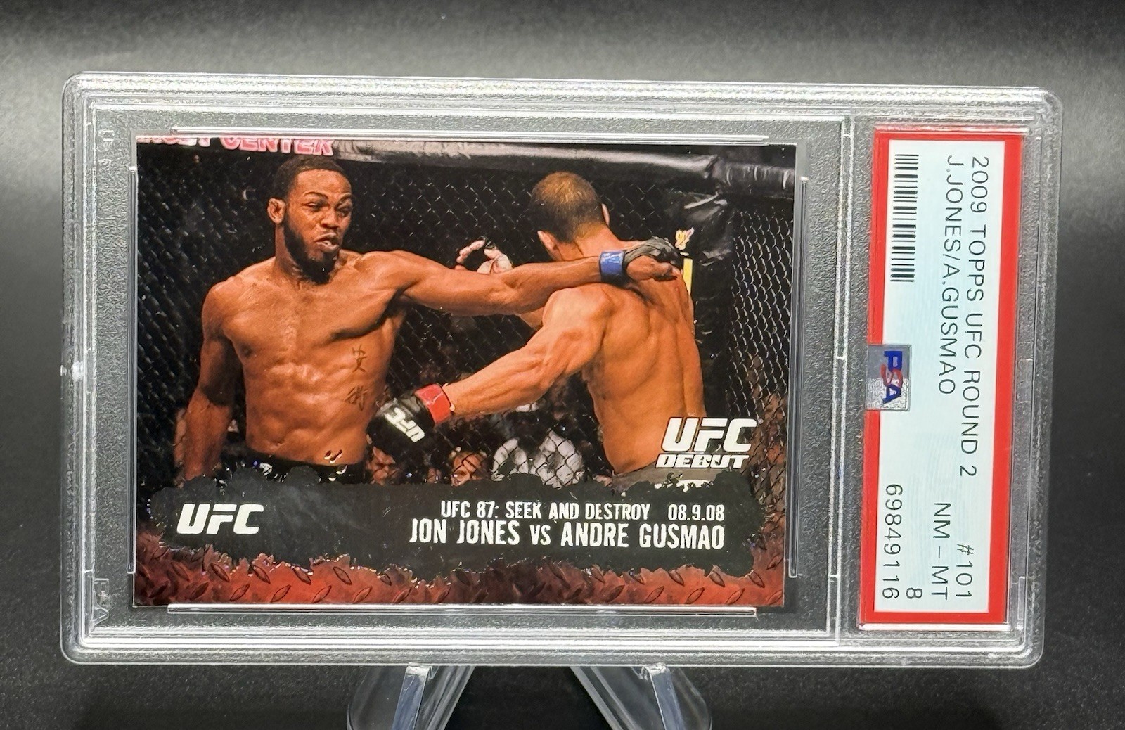 2009 Topps UFC Jon Jones Rookie vs Andre Gusmao Round 2 #101 PSA 8 view 2
