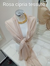 Stola ROSA Cipria Seta E Cotone scialle coprispalle foulard Luccicante Elegante 