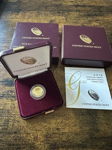 2018-W $10 1/10th oz .9999 Proof Gold American Liberty High Relief Coin with COA