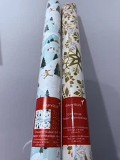 2 Papyrus Gift Wrapping Paper Snowflakes Winter Skiing Christmas