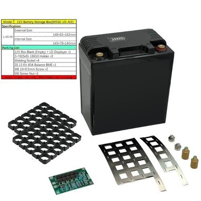 DIY 12V 3S 10P 30Ah 35Ah 18650 Battery Storage Box Holder+3S 40A BMS &Nickel AEU