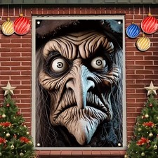 Scary Witch Window Cover Halloween Decoration Window Poster Realistic Creepy ...