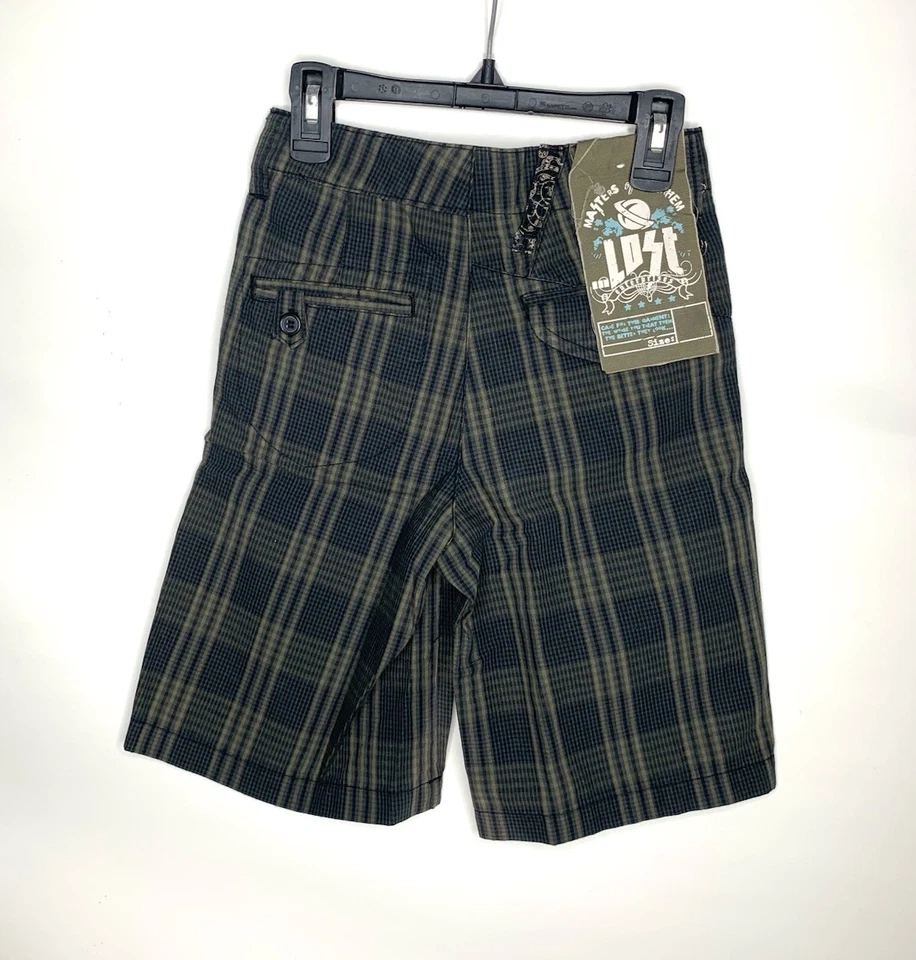 Lost Plaid Shorts Boys Black | Boy Size 22 - Image 3 of 4