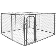 7.5ft x 7.5ft Large Outdoor Dog Kennel, Pet Dog Run House, Chain-Link Mesh Si...