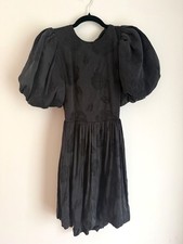 NWT Alice + Olivia Sample Mini Dress Puff Sleeve Black Jacquard US 2 [jb]