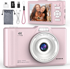 Digital Camera, 4K Portable Point and Shoot Camera with 32GB SD Card