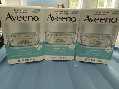 Lot 3 Aveeno Calm+Restore for Sensitive Skin Oat Gel Moisturizer 1.7oz Brand New