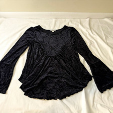 Ultra Pink Black Burnout Velvet Sheer Blouse M Y2K Whimsigoth Gothic Damask