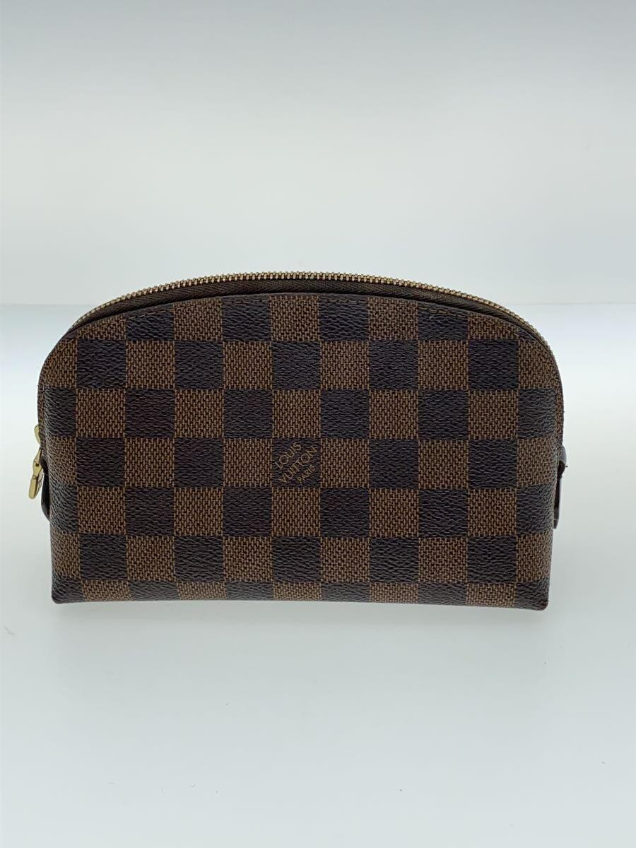 LOUIS VUITTON Pochette Cosmetic PM Damier Ebene BRW PVC BRW From Japan