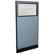 36-1/4"W x 64"H Office Partition Panel with Partial Window Raceway Blue