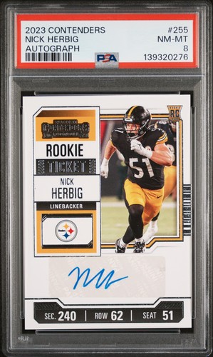 2023 PANINI CONTENDERS AUTO #255 NICK HERBIG ROOKIE RC PSA 8
