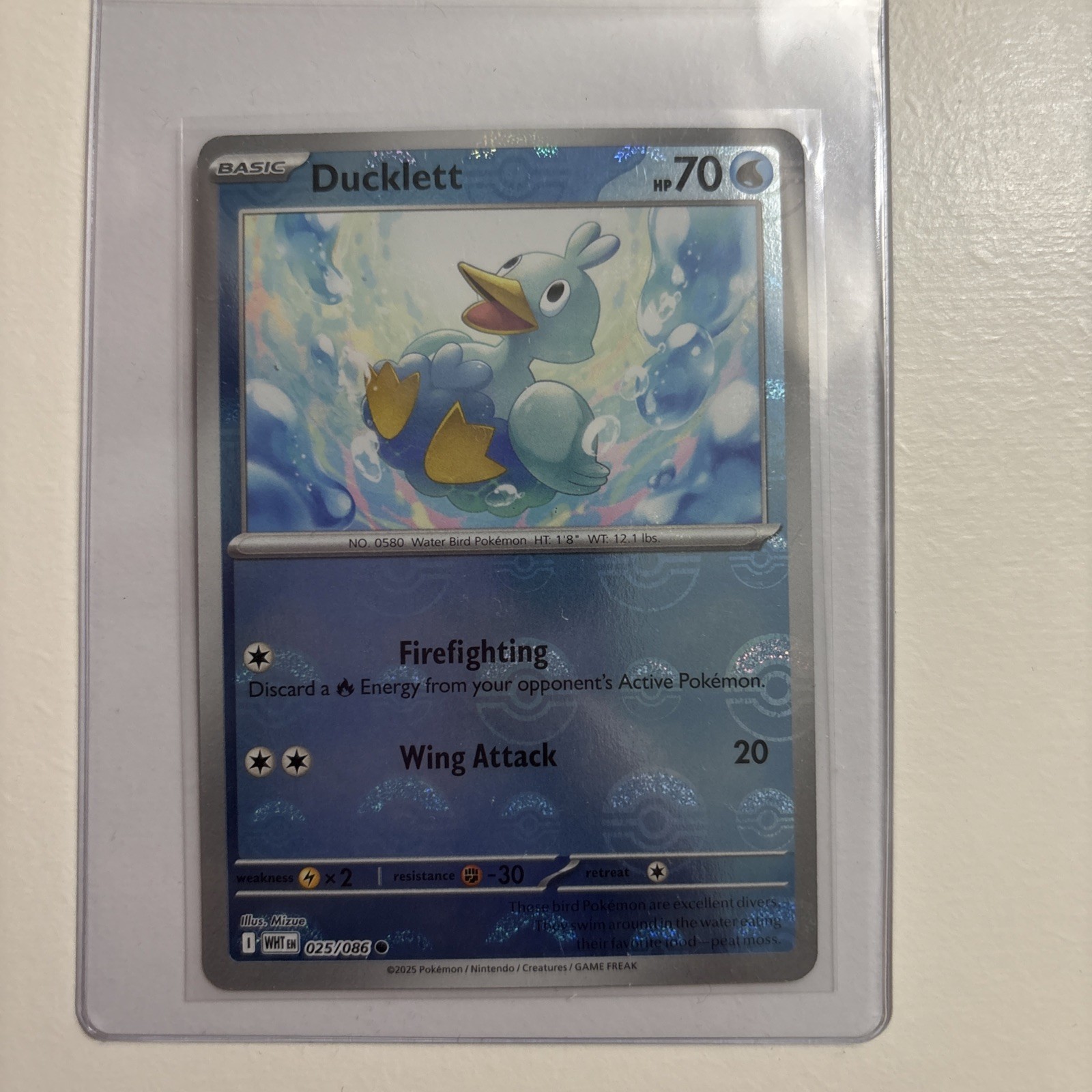 Pokémon Ducklett (Pokeball Pattern) 25/86 NM White Flare