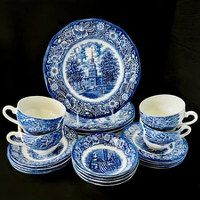 💠 Staffordshire Liberty Blue 20-pc Service for 4 - Excellent Condition
