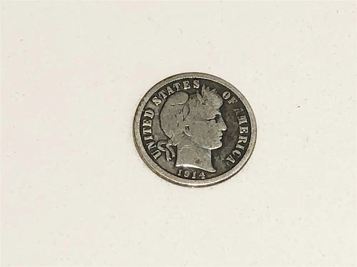 1914 D US BARBER DIME CLEAN SHAPE