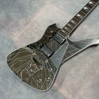 Silver Shattered Mirror Guitar Star Shaped Mirror Pickguard Abalone Inlays