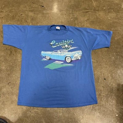 Vintage 80s Car Show Graphic Shirt Ford Thunderbird 1957 Cruisin XL Adult 