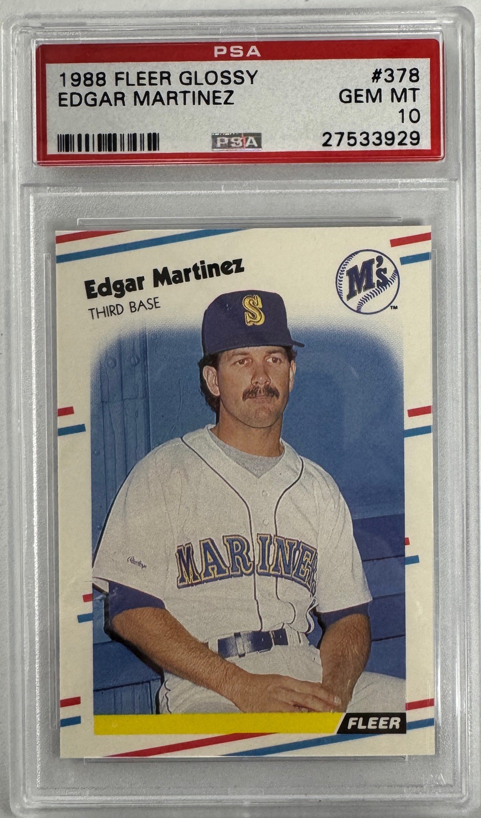 1988 FLEER GLOSSY #378 EDGAR MARTINEZ PSA 10 27533929