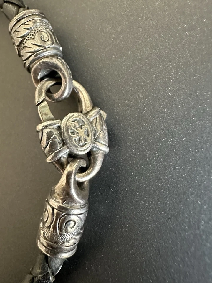 Scott Kay Sterling Silver Leather bracelet w adorable unbranded key necklace - Image 3 of 4