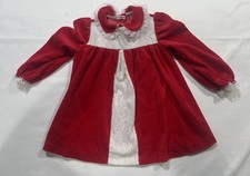 Sweat Treats Velvet Dress Girls 3T Red Vintage 80s Holidays Lace Made in USA