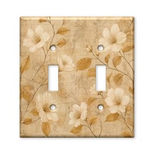 Tan Warm Cottage Sepia Floral Vine Light Switch Plate Cover Decorative Toggle