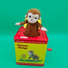 Curious George Monkey Jack in the Box Metal Music Tin Plays Pop Goes The Weasel