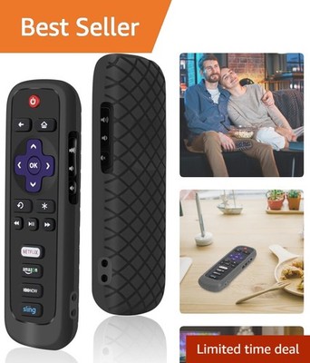 Kids-Friendly Black Silicone Remote Cover for Roku TV - Durable & Easy Grip
