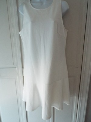 $110 NWT Jade Melody Tam sz L Cream  Sleeveless Dress Keyhole Back Flounced Knee