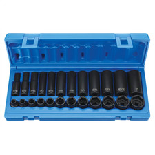 Grey Pneumatic 1224rd Impact Socket Set Standard And Deep Length With Case