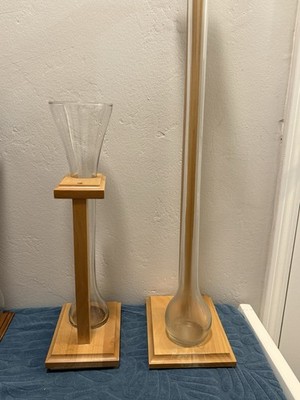 Yard-O-Ale Beer Glass 36  + Half Yard 17  w/ Wooden Stand St. Patrick s Barware