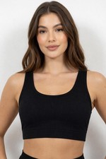 NWT Halara Black Ribbed Crop Tank Sports Bra Size Large