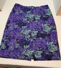 Talbots Womens size 8 Purple Floral A-Line Skirt