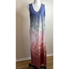 Emery Rose Maxi Sleeveless Dress Size Small Multi Color Ombre Boho Side Slits