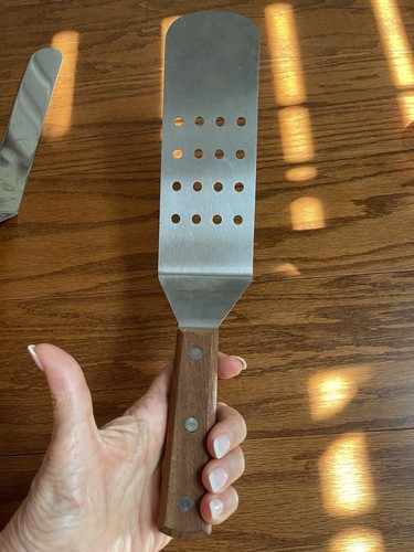 2 Spatulas 1 Perforated Blade Flexible Spatula Turner, 1 Cake Stainless - Picture 5 of 7
