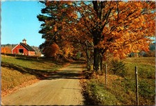 Vintage Postcard Rural Splendor Red Barn Autumn In Vermont Barre Vermont