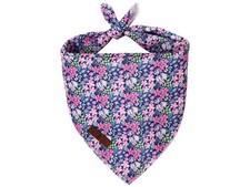 Spring Summer Dog Bandana Washable Cotton Blue Handkerchief Scarf Triangle Fl...