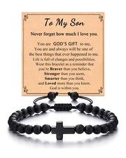to My Son Bracelet from Mom, Son Gifts from Mom, Cross Bracelet for Men Teen ...