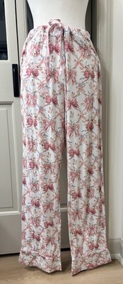 Posh Peanut XL Pink Bow Print Bamboo Pajama Pants Lounge Sleepwear Pockets