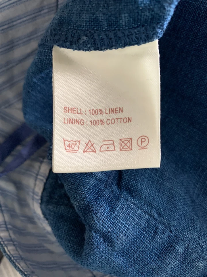 Phase Eight Blue 100% Linen Wide Leg High Rise Trousers Size 14 Long 33" - Image 3 of 4